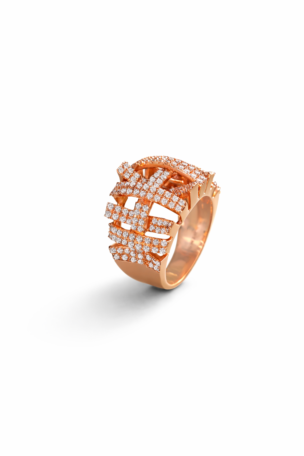 The Rose Gold Architectural Lattice Ring