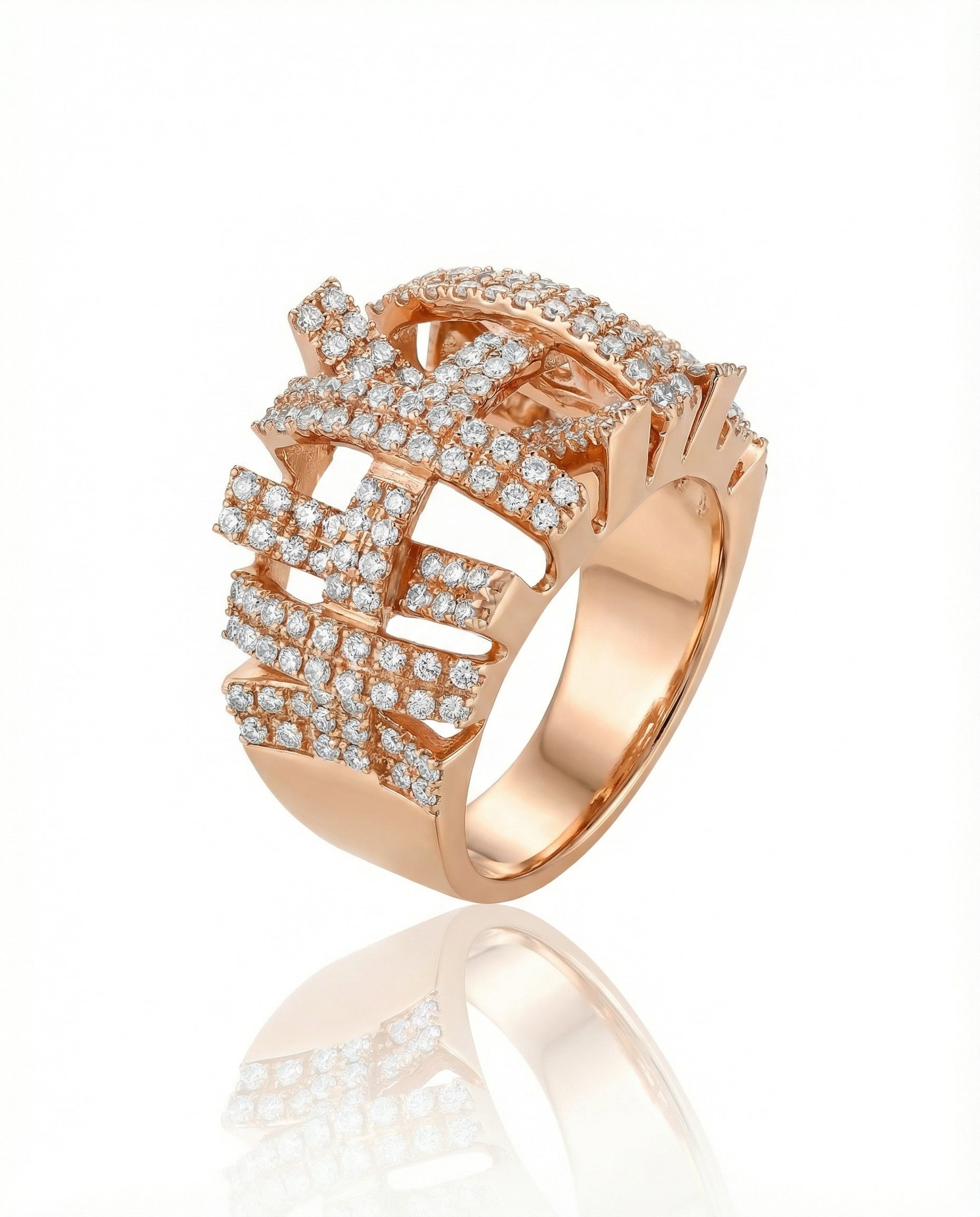 The Rose Gold Architectural Lattice Ring - VCJ BESPOKE JEWELLERY