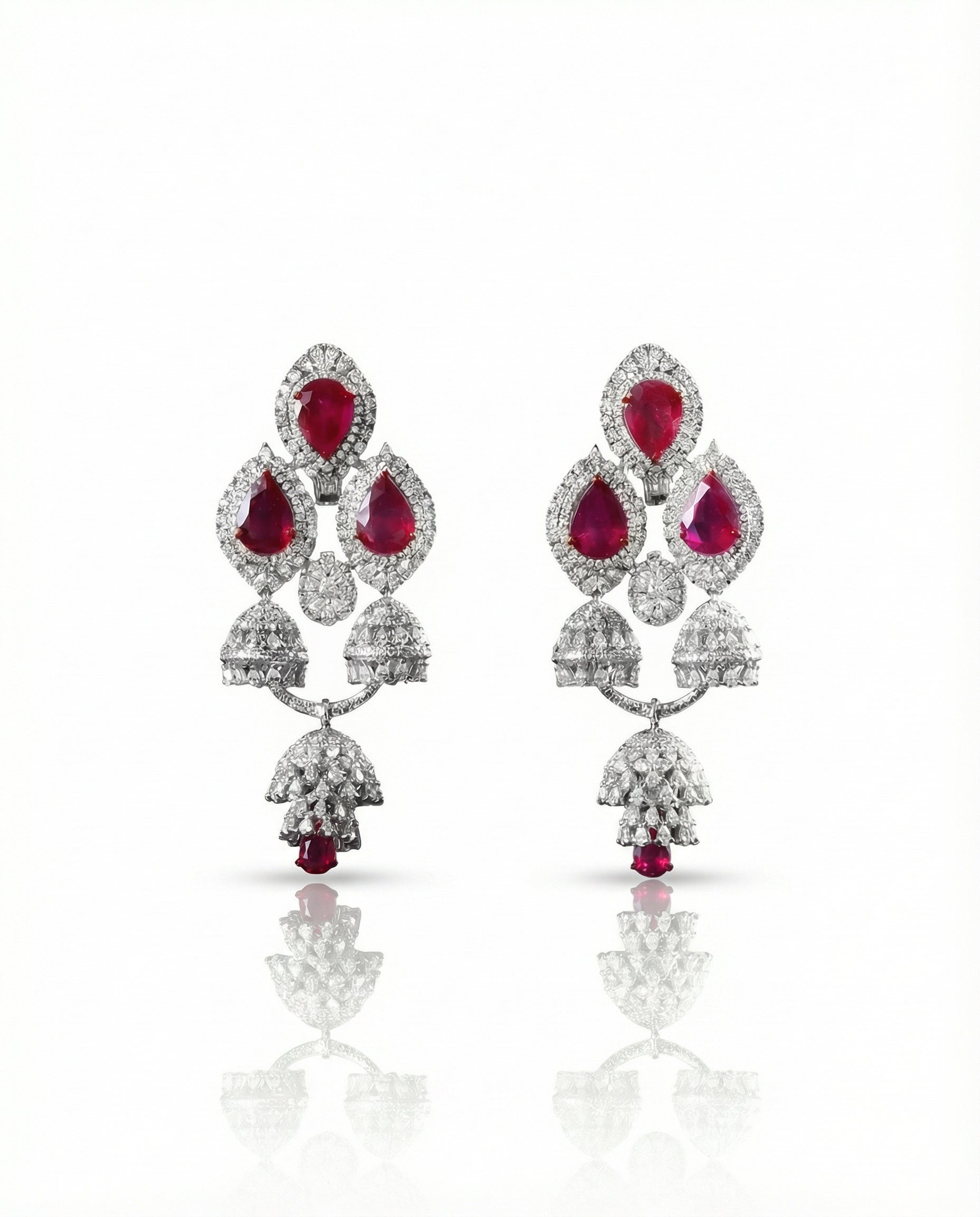 The Ruby Chandelier Jhumka - VCJ BESPOKE JEWELLERY