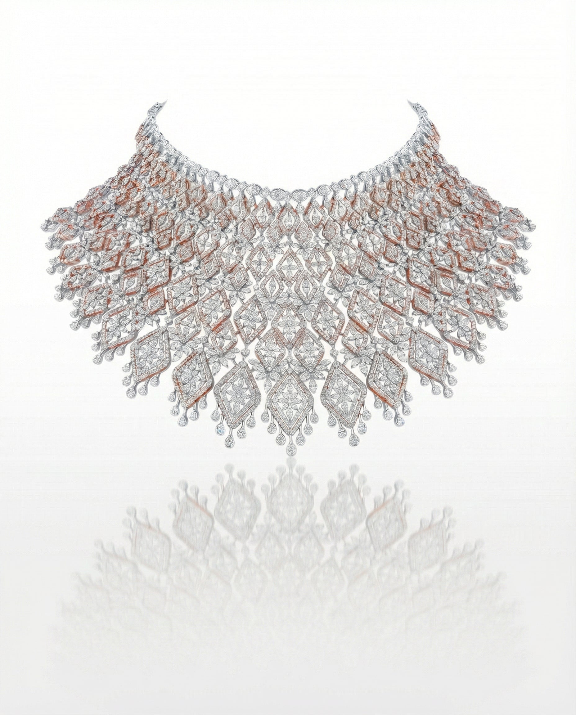 Intricate Diamond & Rose Gold Grand choker - VCJ BESPOKE JEWELLERY