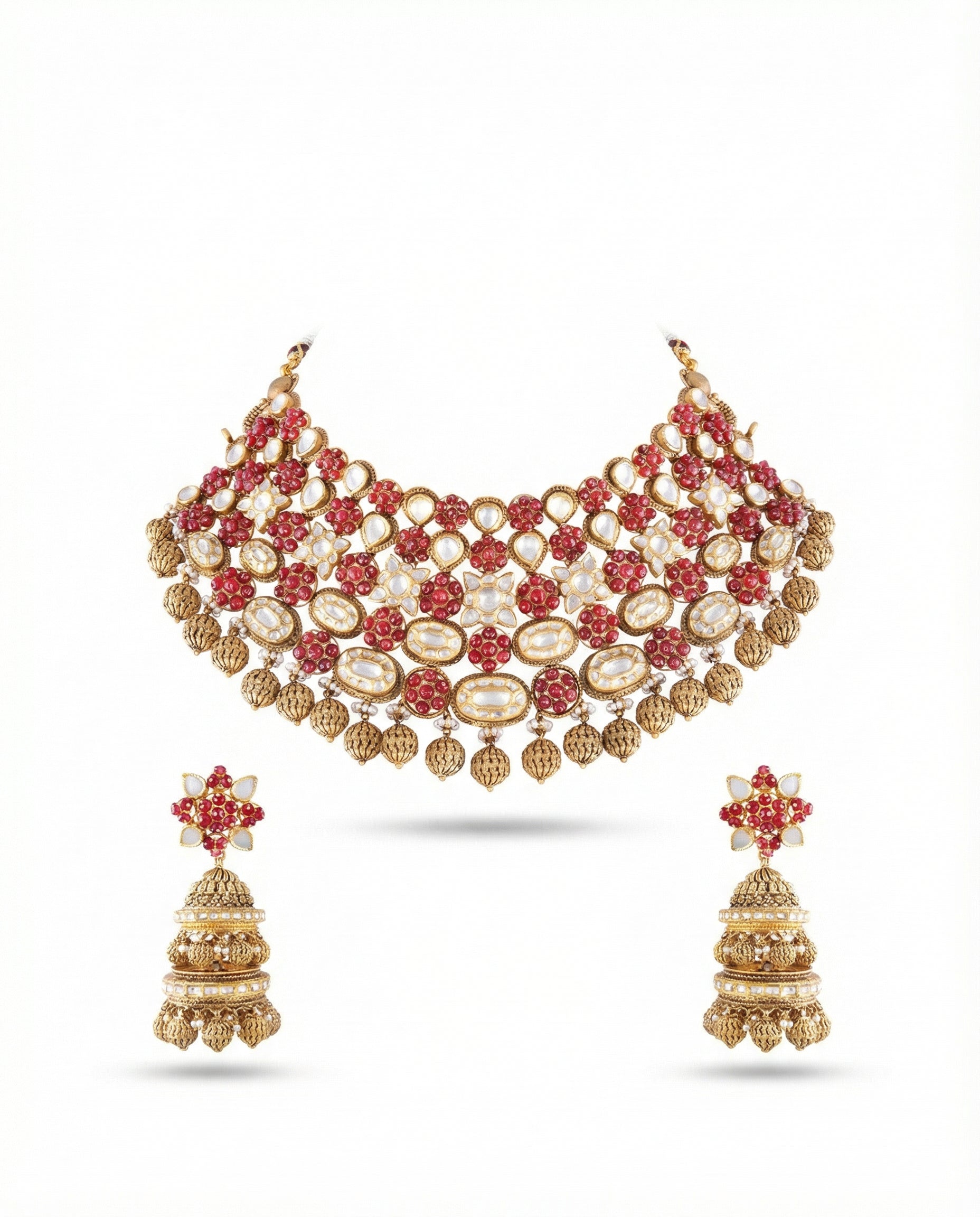 Royal Rubies & Polki: A Heritage Gold Necklace Suite
