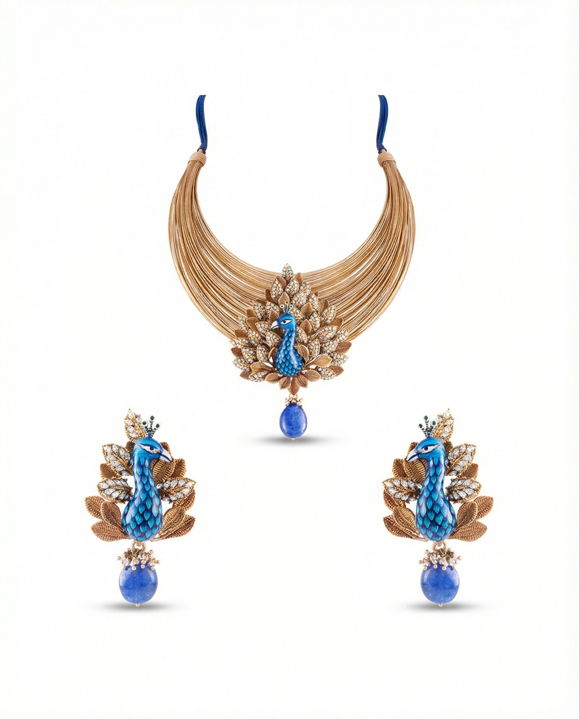 Meenakari Peacock Necklace & Earring Set